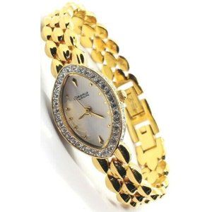 Elegant Bulova Caravelle Gold Plated Rhinestone Women's Dress Watch -New Battery